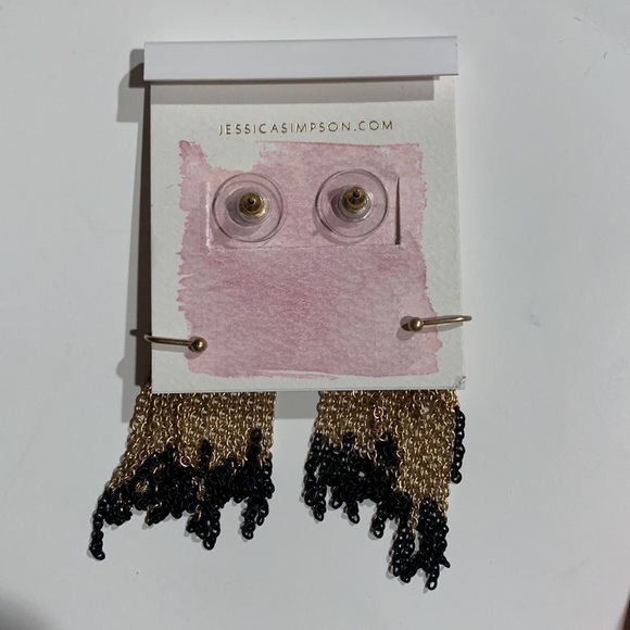 Jessica Simpson gold and black fringe climbing earrings. - Picture 4 of 6